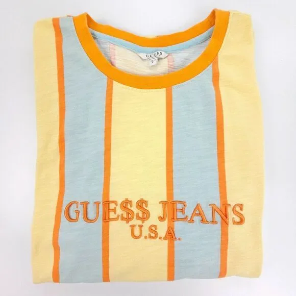 GUESS ASAP Rocky Vintage Striped Short Sleeve Ringer T-shirt 90s Streetwear‎ Y2k - Picture 7 of 9